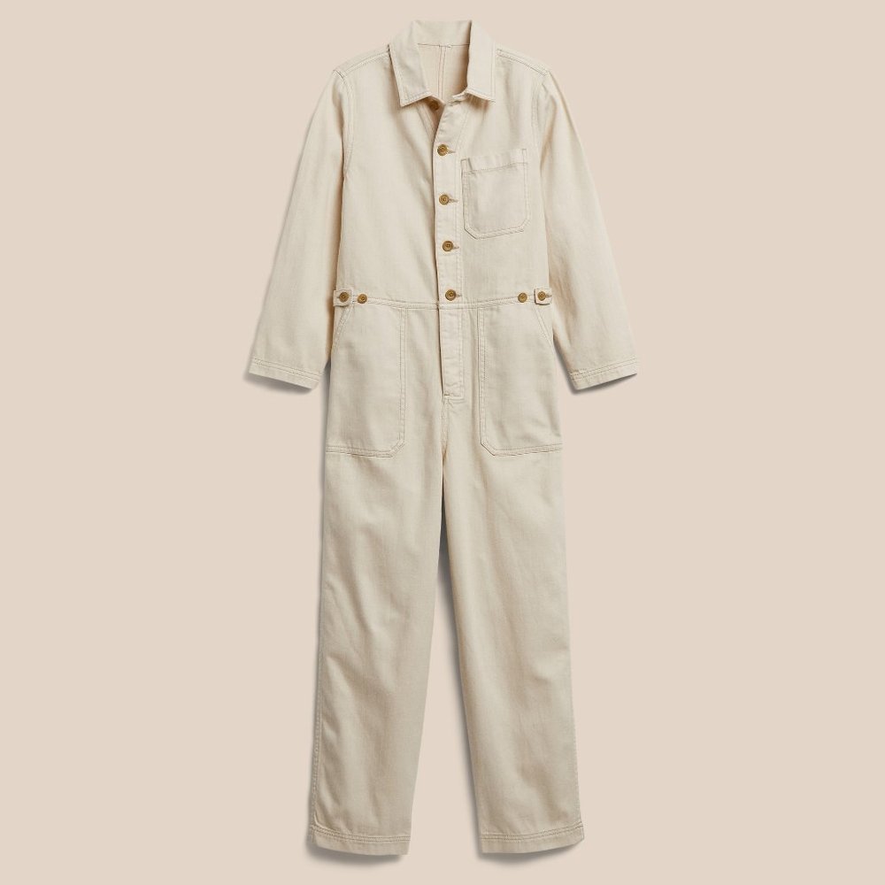 Banana Republic Long Sleeve Adjustable Waist Denim Jumpsuit